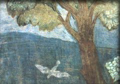 Giotto, detail from “Sermon to the Birds”, 1297-99, fresco, Church of St. Francis, Assisi, Italy.